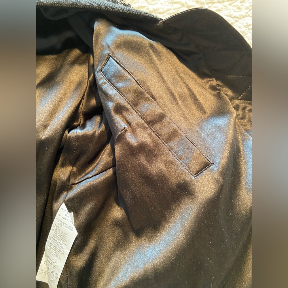 DOLCE & GABBANA Black Sequin Bomber Jacket Size 42 - Picture 12 of 17